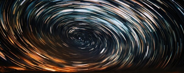 Wall Mural - star trails, night sky, long exposure, celestial motion, astronomy, swirling stars, dark background, cosmic art, vibrant light streaks, nocturnal beauty, starry atmosphere