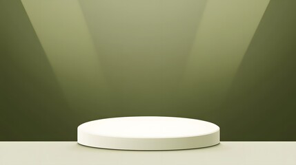 Wall Mural - A smooth white podium on a muted green gradient background, ideal for showcasing products.