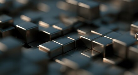 Abstract close-up of metallic cubes creating a textured surface