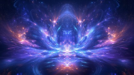 bright blue and purple glowing cosmic particles, ethereal and luxurious, abstract and vibrant, soft 
