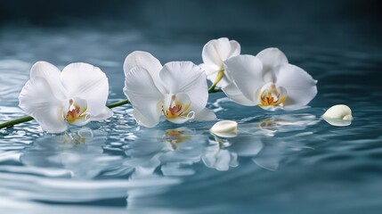 Sticker - White Orchids Floating on Water