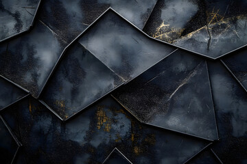Wall Mural - abstract dark geometric texture with metallic accents and scratches.