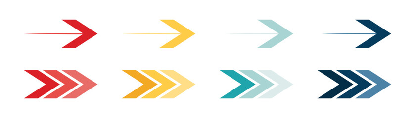 Wall Mural - arrow icon set. colored arrow symbols. arrow of different types. arrow isolated vector graphic eleme