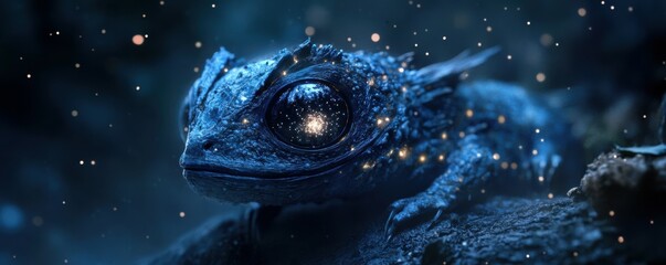 Wall Mural - a fantastical creature with eyes that sparkle like stars, illuminating the darkness.