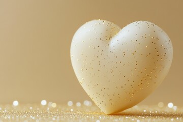 Aufkleber - Decorative heart-shaped object with golden glitter against a soft background