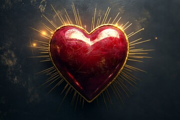 Aufkleber - Heart-shaped gem radiates light against a dark background, creating a striking visual effect