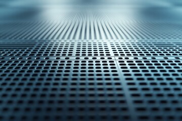 Leinwandbilder - Metal grid surface captured from a low angle showcasing intricate patterns and reflections in a modern environment