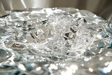 Aufkleber - Rippling water captures light and movement in a clear bowl, highlighting fluid dynamics and reflections in motion