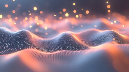 Wall Mural - Abstract Digital Landscape: Glowing Waves of Data