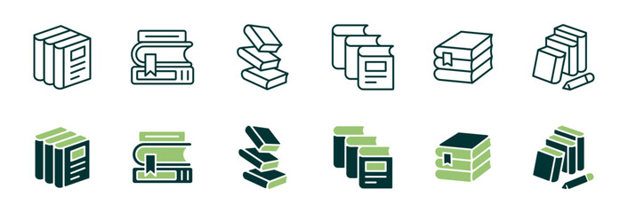 Aufkleber - simple education pile of book icon line set library study book stack read and learn signs vector illustration for web and app