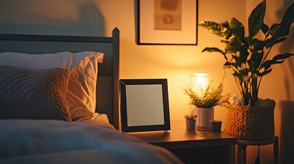 Sticker - Blank Frame on Nightstand Beside Sleeping Area