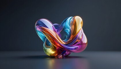 Wall Mural - 3d render design colorful glass shape