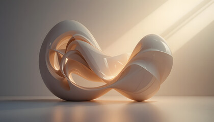 Wall Mural - 3d render, abstract minimalist shape, light background design