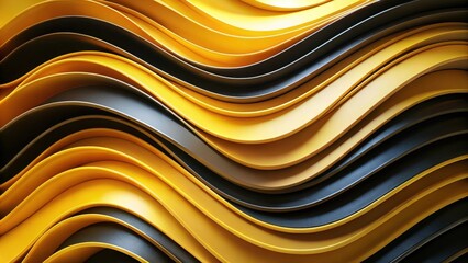 Wall Mural - Abstract Background of Interwoven Yellow and Dark Gray Curves