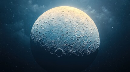 Wall Mural - Lunar surface, night sky, cratered moon, space exploration, science fiction backdrop