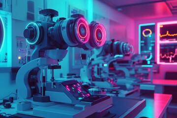 Wall Mural - modern laboratory with neon lighting