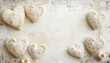 © Riz - Elegant White Lace Hearts on Rustic Wooden Background Romantic Wedding Valentines Day Design