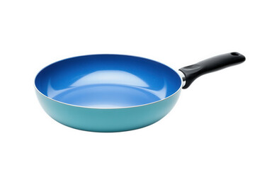 Wall Mural - modern frying pan with a vibrant blue interior and a light blue exterior. designed for cooking its ergonomic black handle ensures a comfortable grip. making it suitable for various cooking tasks the p