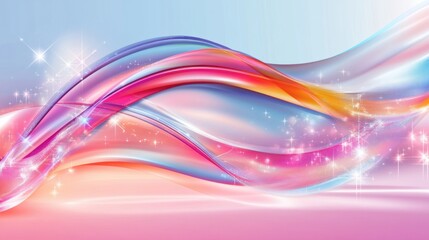 Wall Mural - vibrant waves of color intertwine, creating a mesmerizing flow filled with sparkling stars against a