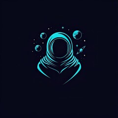 Wall Mural - astronaut woman in space surrounded by planets