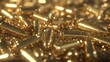 © red_orange_stock - A vibrant pile of shiny brass bullets showcases intricate designs and a stunning metallic sheen for a captivating visual display