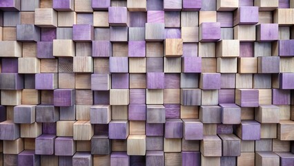 Wall Mural - Abstract Purple and Beige Wooden Cube Wall Texture