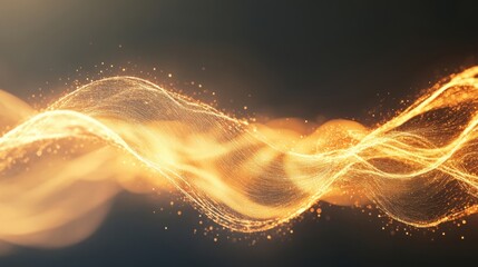Wall Mural - flowing golden waves shimmer and create an enchanting atmosphere against the contrasting dark backgr