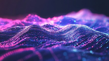 Wall Mural - swirling waves of purple and pink hues flow together, creating an immersive digital experience that 