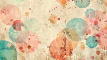 Wall Mural - soft pastel circles and polka dots create a vintage paper texture, evoking a sense of nostalgia and 