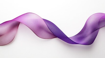 Wall Mural - Purple ribbon as symbol of World Cancer Day on white background.