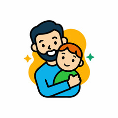 STICKER DESIGN Of A cheerful father and child 