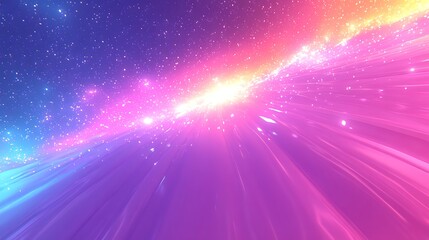 cosmic burst: a celestial explosion of shimmering color, a vibrant kaleidoscope of pink, blue, and y