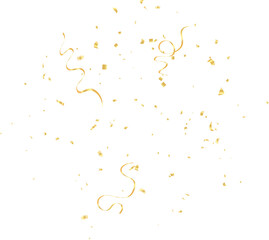 Wall Mural - Gold Confetti and ribbons celebration party design element, Falling shiny gold confetti