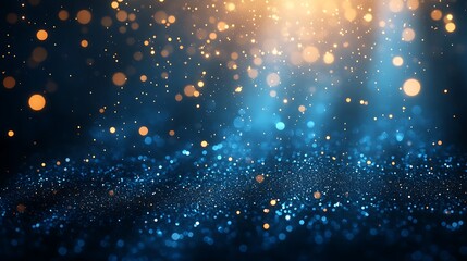 Sparkling Blue Abstract: A mesmerizing abstract backdrop with a mesmerizing blue and golden hue. The backdrop captures the essence of a starry night, with bokeh lights dancing in the air.