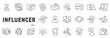 © tutti_frutti - Set of influencer related line icons. Blogger, creator, audience etc. Editable stroke.