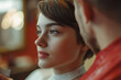 © Tetiana - Portrait of a confident and joyful woman smiling after getting a stylish new haircut in a salon generative ai
