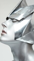 Canvas Print - Silver Fashion: A Futuristic Portrait