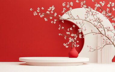 Wall Mural - Background of traditional China element e-commerce product display platform
