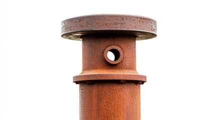 Wall Mural - Rusty industrial pipe, outdoor, close-up,  white background,  construction