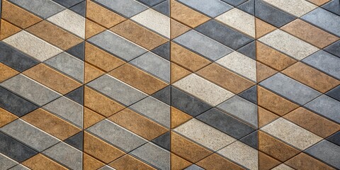 Wall Mural - Abstract Geometric Tile Pattern Featuring Interlocking Triangles and Rectangles in Muted Earth Tones