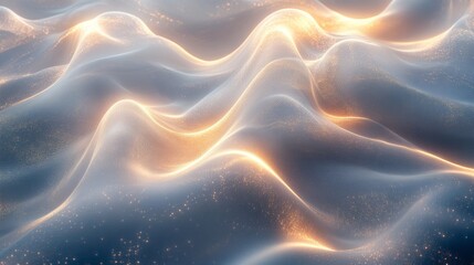 Wall Mural - golden light illuminates wavy abstract surface