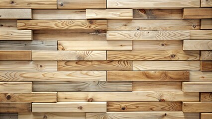 Wall Mural - A captivating arrangement of natural wood planks, showcasing diverse hues and grain patterns in a contemporary design aesthetic for architectural or interior design inspiration