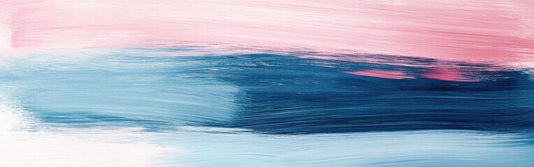 Fototapete - Soft blue horizontal lines blend with delicate pink strokes in a fine art piece showcasing tranquility and fluidity