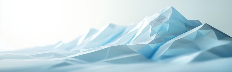 Aufkleber - Minimalistic low-poly icy blue mountain range in serene winter landscape with soft lighting