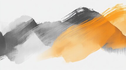 Minimalist pencil strokes abstract design showcasing subtle gray and vibrant orange hues for contemporary art spaces