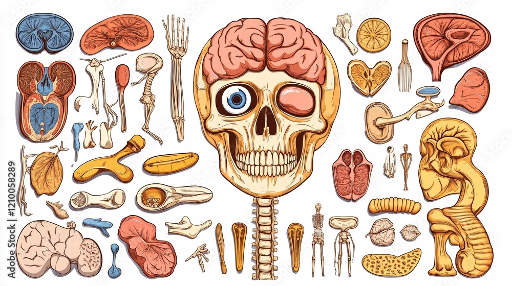 Stock-Illustration „Exploring Human Body Anatomy: Liver, Eye, and Brain ...