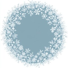 Fototapete - Delicate snowflake pattern creating a unique winter design on a cool blue background with intricate details
