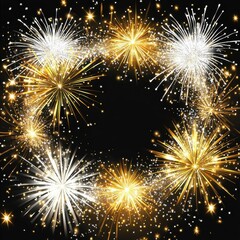 Leinwandbilder - Festive celebratory frame adorned with shimmering gold and silver fireworks for special occasions