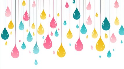 Wall Mural - cute pastel drops in pink, yellow, and teal colors for bright and cheerful digital art design