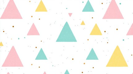 Wall Mural - Cute Pastel Triangle Pattern in Pink, Yellow and Teal for Fun Vector Clip Art Designs